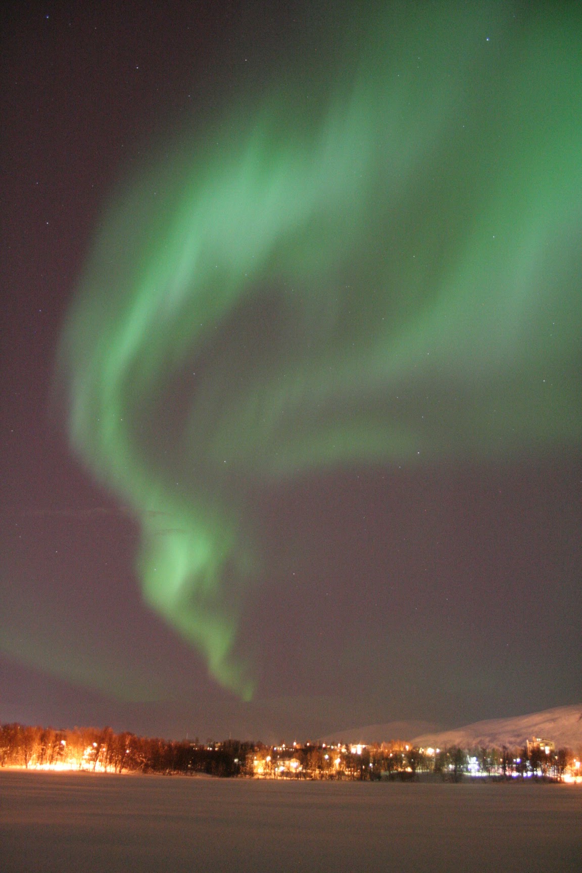 Noorderlicht boven Prestvannet Tromsø